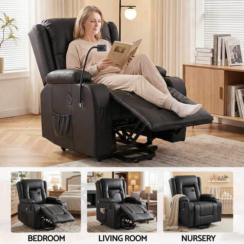 Artiss Power Lift Recliner Chair with Massage & Heat – Black