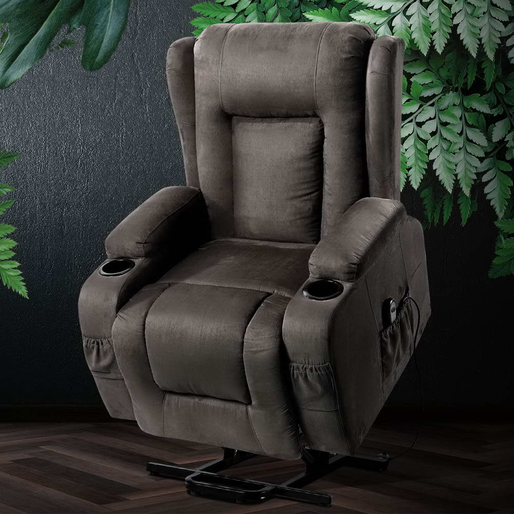 Artiss Velvet Lift Assist Recliner Chair