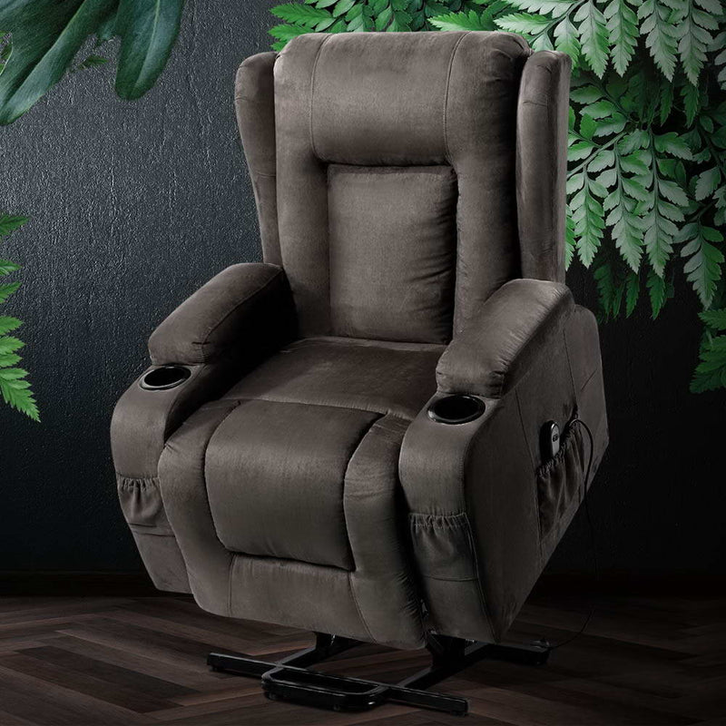 Artiss Velvet Lift Assist Recliner Chair
