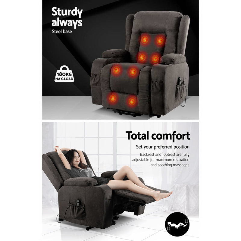 Artiss Velvet Lift Assist Recliner Chair