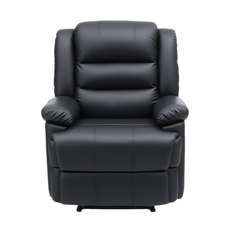 Artiss Leather Manual Recliner Chair with LED Lights – Black