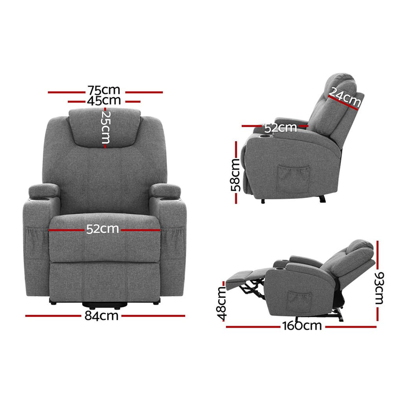Artiss Milio Lift Recliner Chair with Massage & Heat