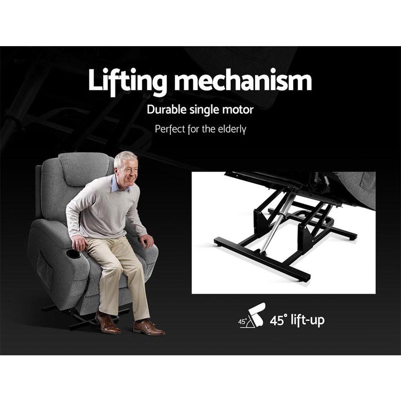 Artiss Milio Lift Recliner Chair with Massage & Heat