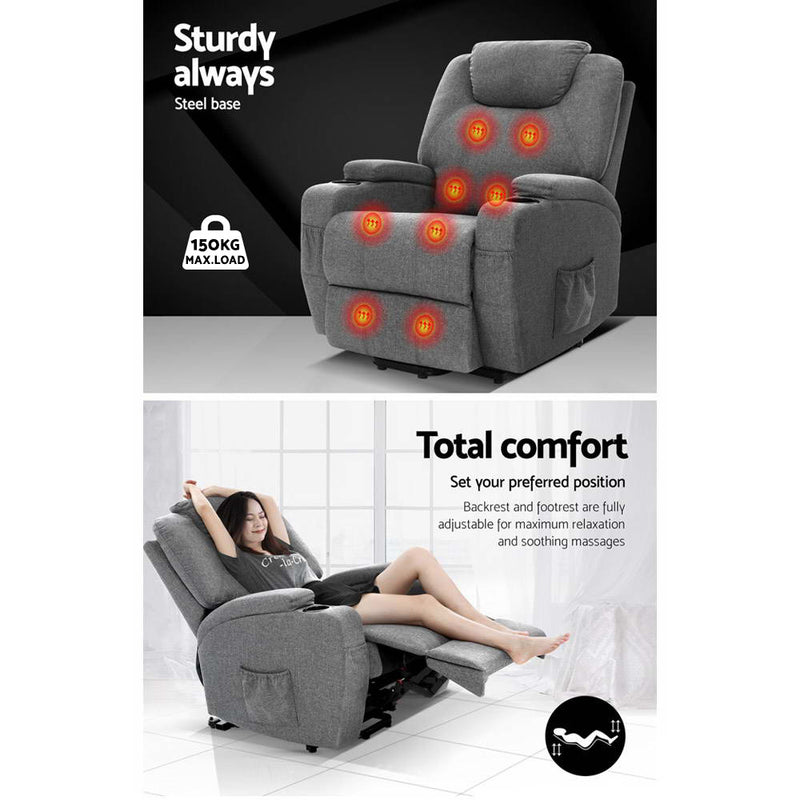 Artiss Milio Lift Recliner Chair with Massage & Heat