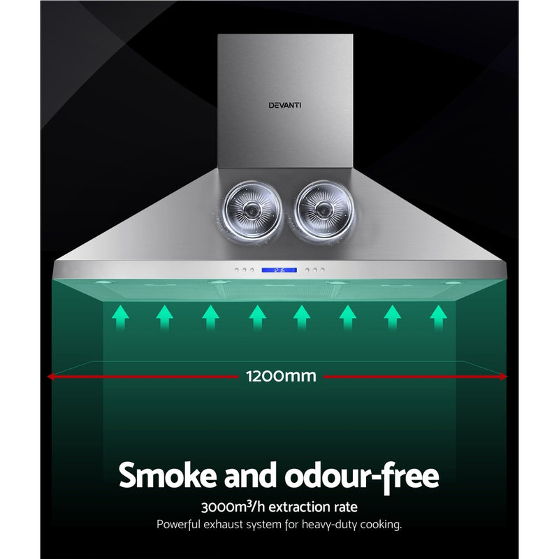 Devanti 1200mm Range Hood 120cm Commercial Rangehood