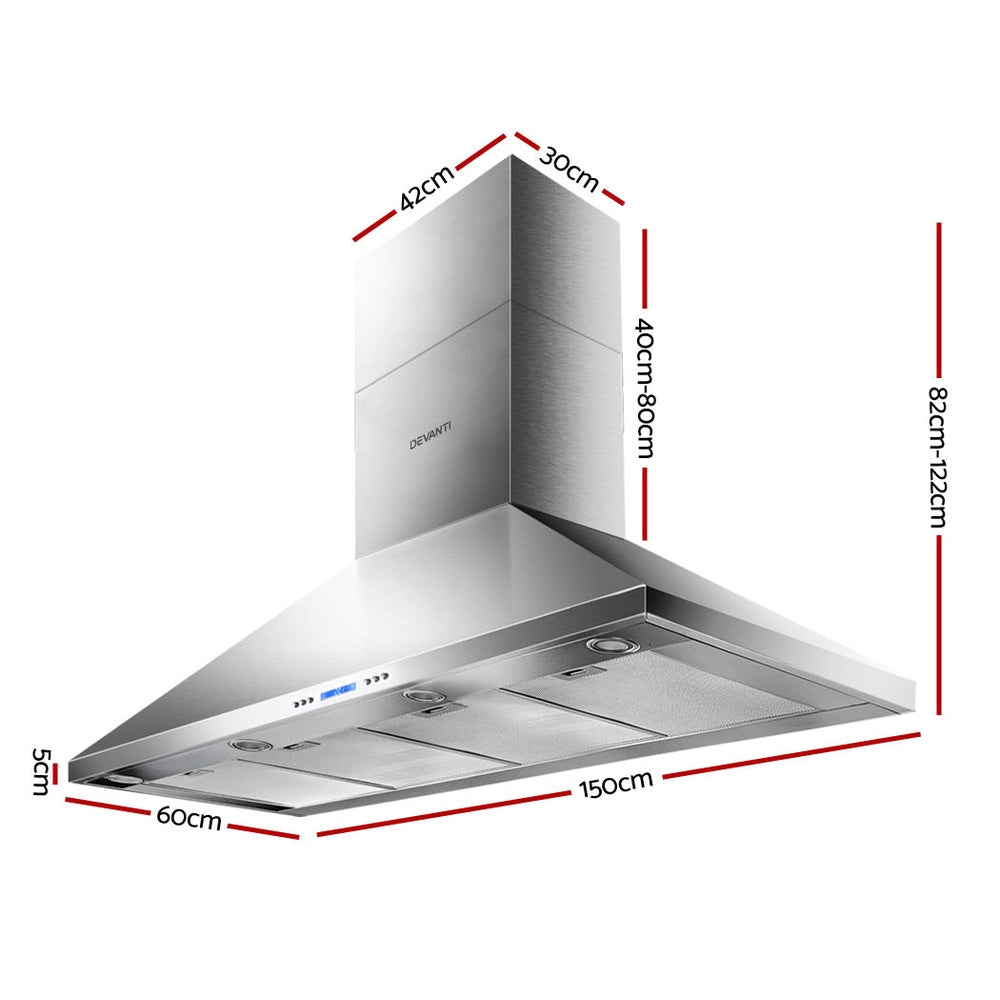 Devanti 1500mm Range Hood 150cm Commercial Rangehood
