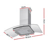 Devanti 90cm Curved Glass Canopy Range Hood – Stainless Steel
