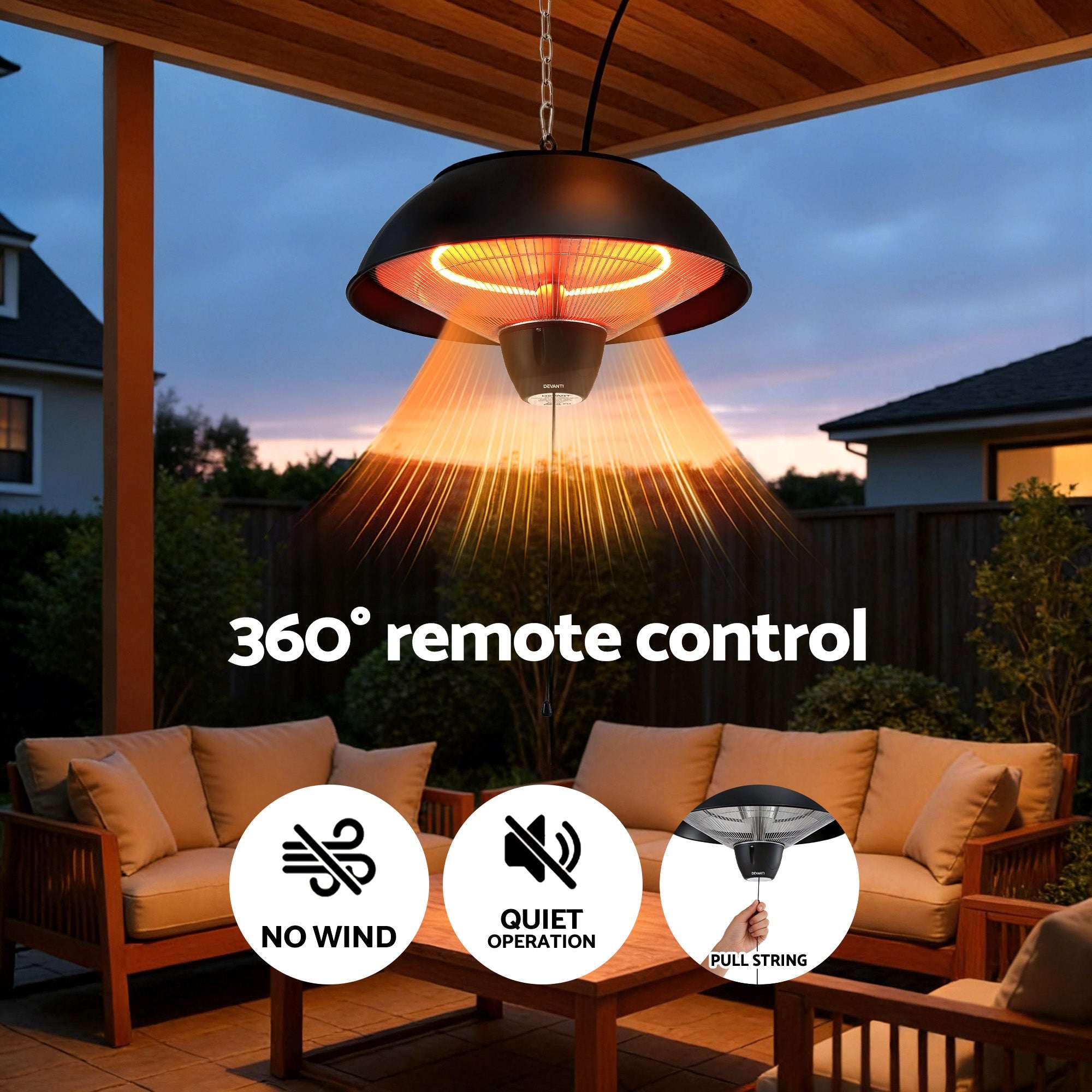 Devanti 1500W Hanging Infrared Patio Heater