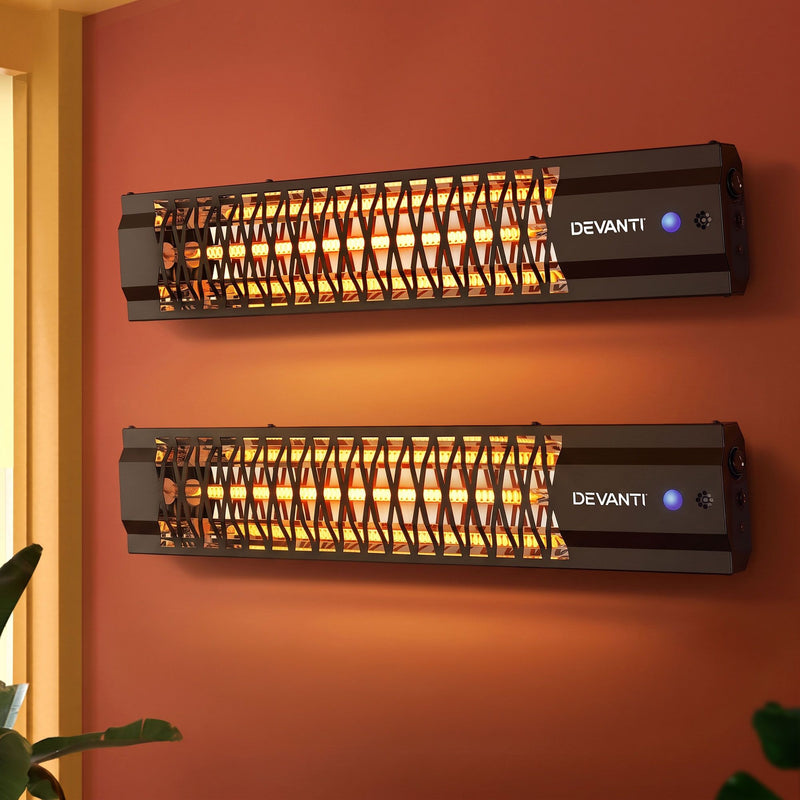 Devanti 2-Pack 2000W Electric Infrared Strip Heaters