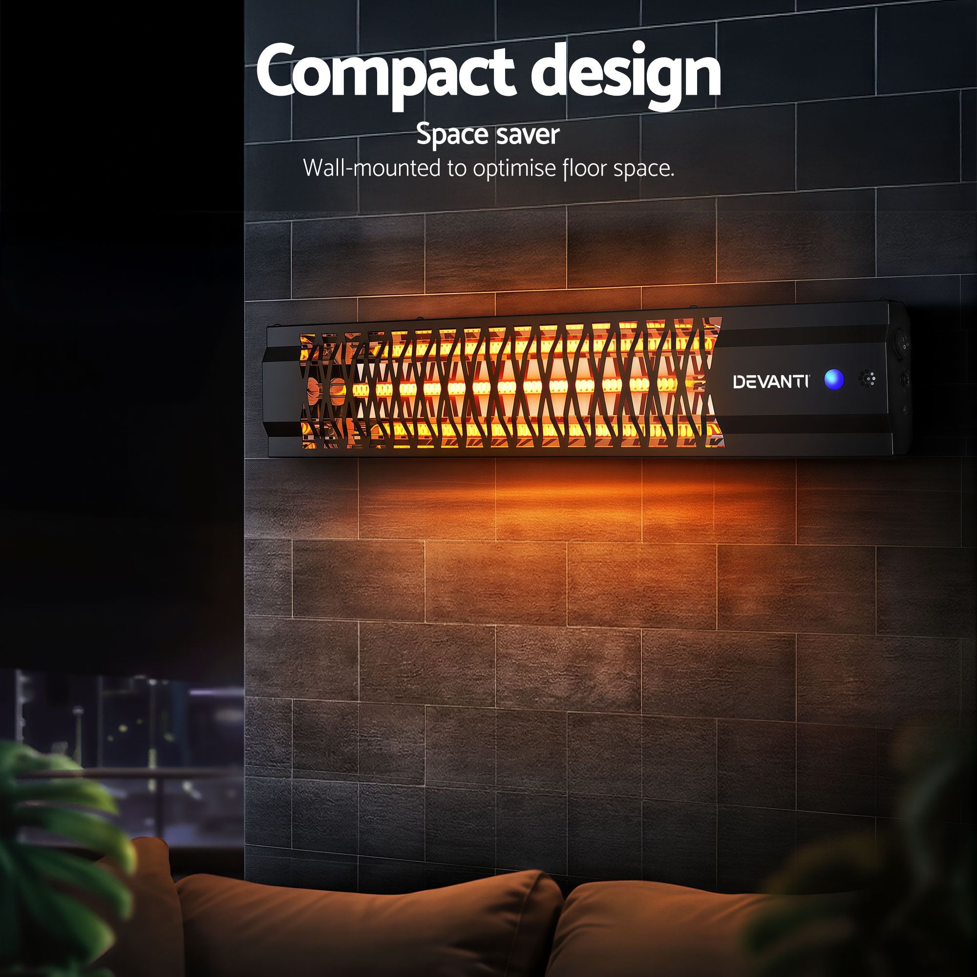 Devanti 2-Pack 2000W Electric Infrared Strip Heaters