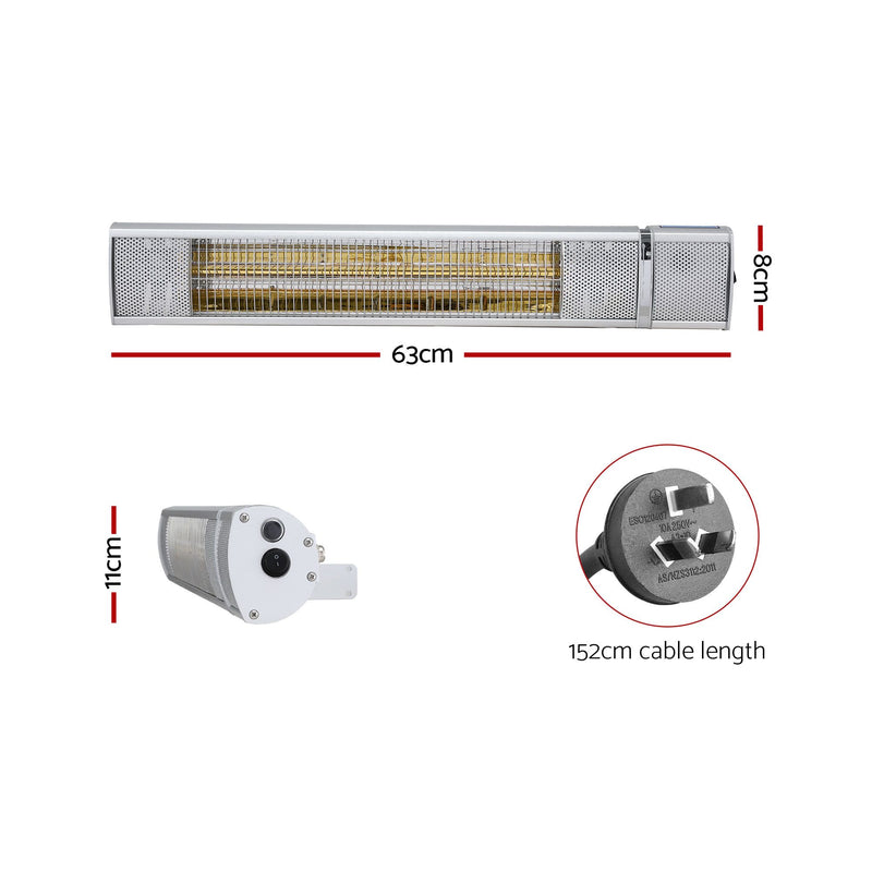 Devanti 2-Pack 2000W Electric Infrared Strip Heaters with Remote