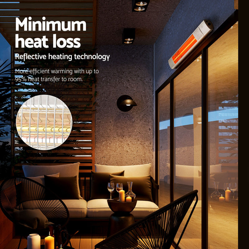 Devanti 2-Pack 2000W Electric Infrared Strip Heaters with Remote