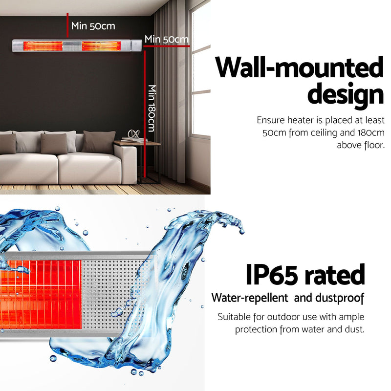 Devanti 2-Pack 3000W Electric Infrared Strip Heaters with Remote