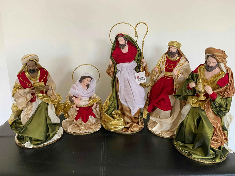 Red Handmade Nativity Set with Manger – 40cm