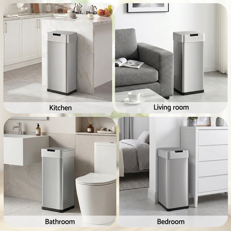 Devanti 50L Motion Sensor Kitchen Bin Silver
