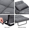 Artiss 1-Seater Sof Bed Ottoman – Convertible Linen Grey