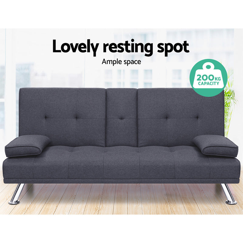 Artiss Sof Bed 175cm – Dark Grey Fabric