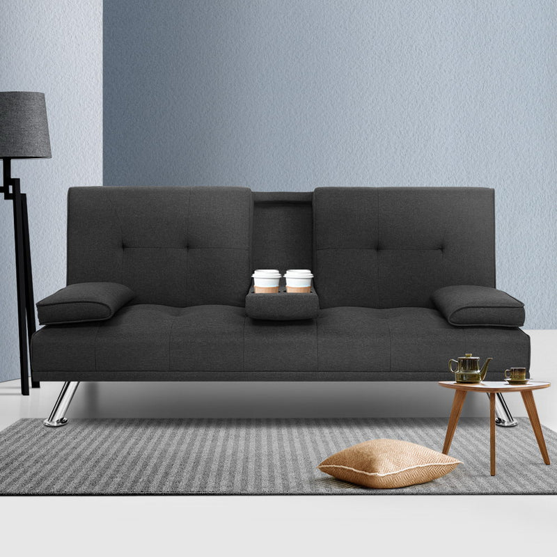 Artiss Sof Bed 175cm – Dark Grey Fabric