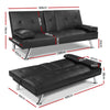 Artiss 168 cm Black PU Leather Sofa Bed