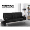 Artiss 168 cm Black PU Leather Sofa Bed