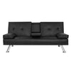 Artiss 168 cm Black PU Leather Sofa Bed