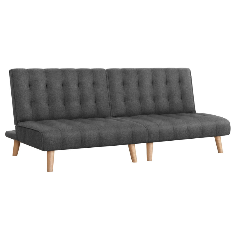 Artiss 2x Single-Seater Sof Bed – Grey Fabric