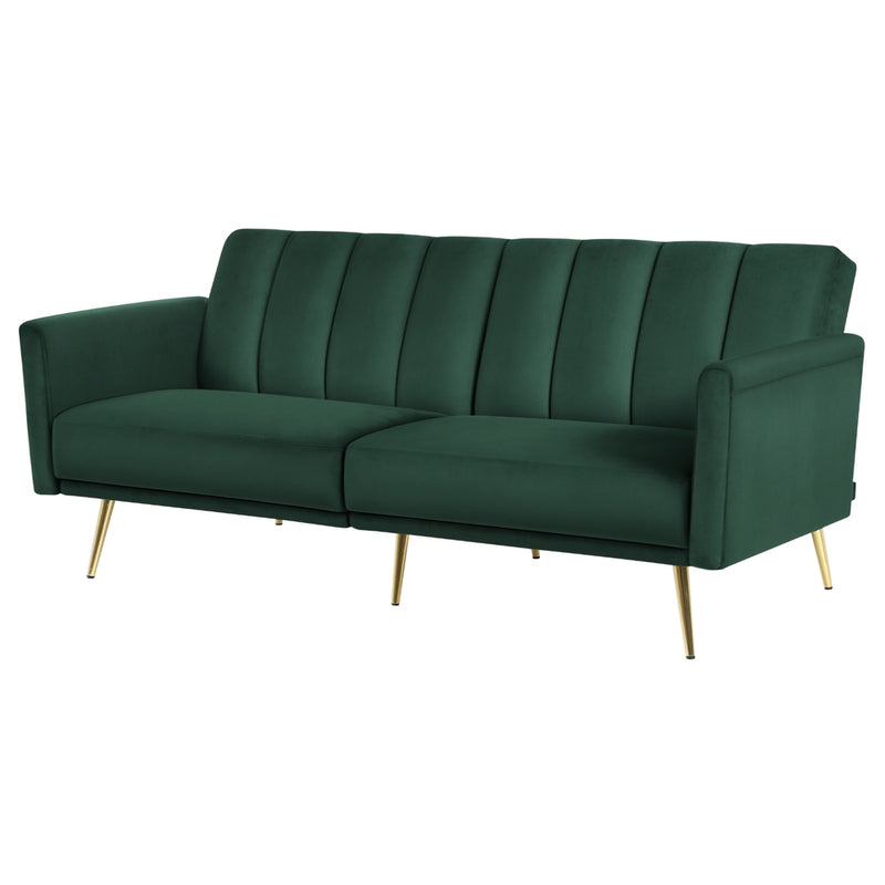 Artiss 3-Seater Sof Bed – Convertible Velvet w/ Adjustable Arms