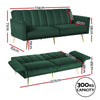 Artiss 3-Seater Sof Bed – Convertible Velvet w/ Adjustable Arms