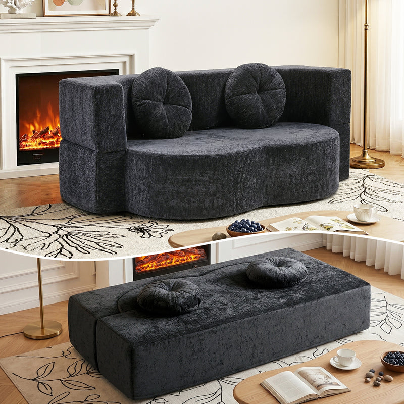 Artiss 2-in-1 Convertible Sofa Bed – Folding Boneless Sleeper Couch Grey