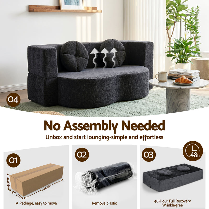 Artiss 2-in-1 Convertible Sofa Bed – Folding Boneless Sleeper Couch Grey