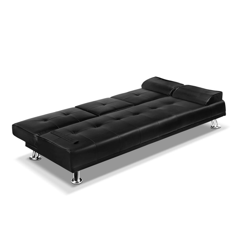 Artiss 3-Seater Sof Bed – Convertible Leather