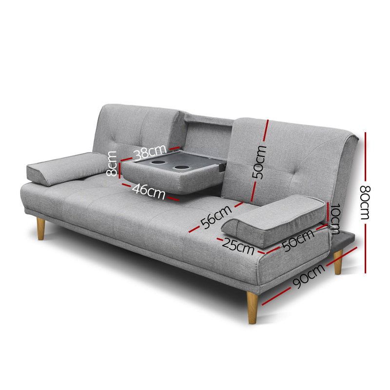Artiss Sof Bed 188cm – Grey Faux Linen