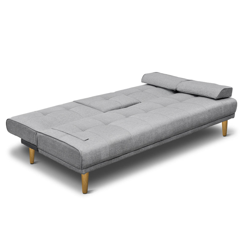 Artiss Sof Bed 188cm – Grey Faux Linen