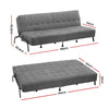 Artiss 3-Seater Sofa Bed 1.9m Adjustable Innerspring Futon Couch Grey