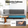 Artiss 3-Seater Sofa Bed 1.9m Adjustable Innerspring Futon Couch Grey
