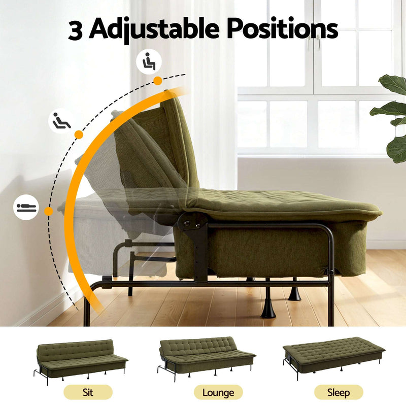 Artiss 3-Seater Sofa Bed 1.9m Adjustable Innerspring Futon Couch Green