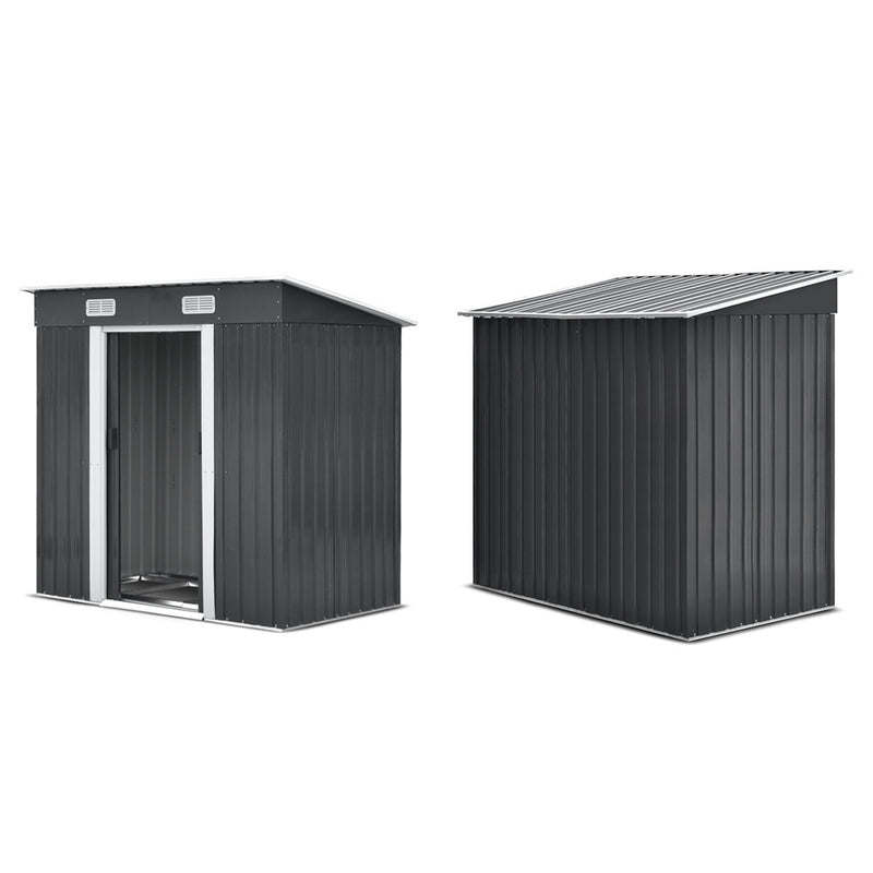 Garden Shed 1.94x1.21m – Steel Outdoor Storage with Sliding Door & Metal Base