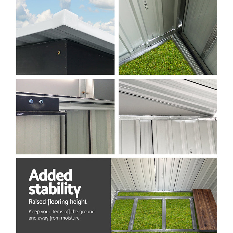 Garden Shed 1.94x1.21m – Steel Outdoor Storage with Sliding Door & Metal Base