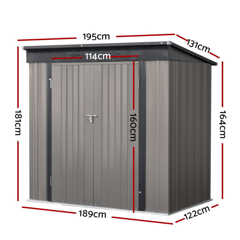 Garden Shed 1.95x1.31m – Steel Outdoor Storage with Double Doors