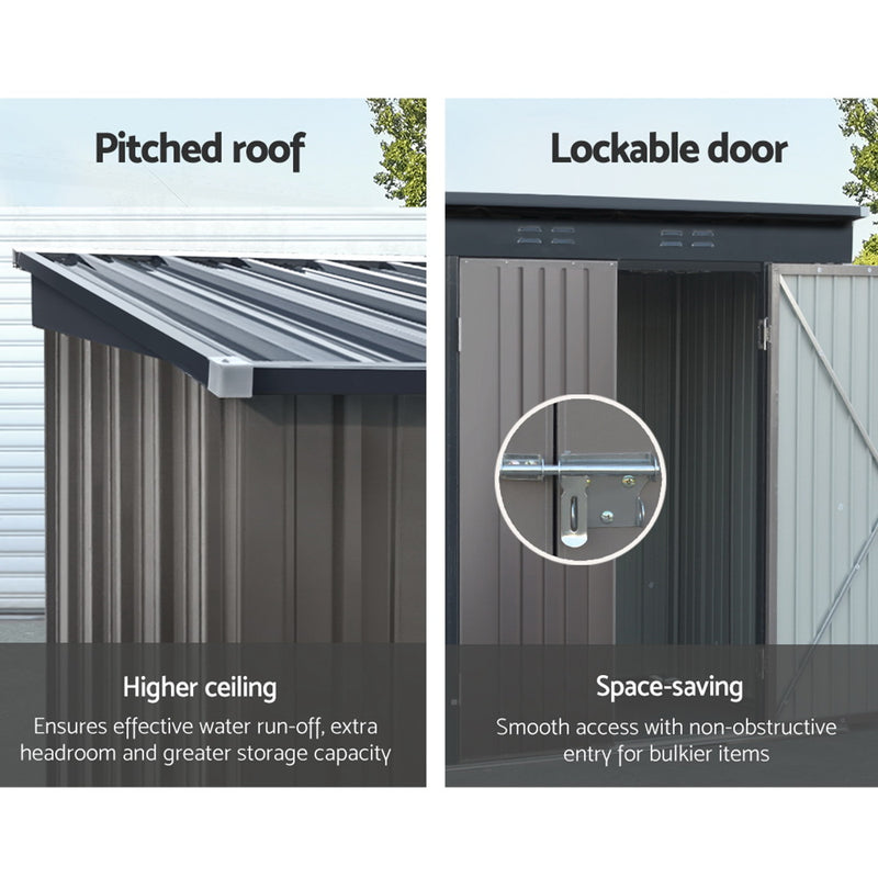 Garden Shed 1.95x1.31m – Steel Outdoor Storage with Double Doors