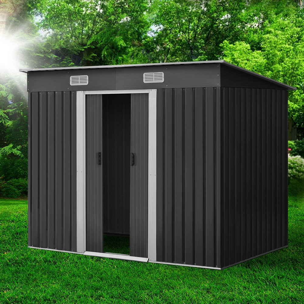 Garden Shed 2.38x1.31m – Metal Outdoor Storage with Sliding Door