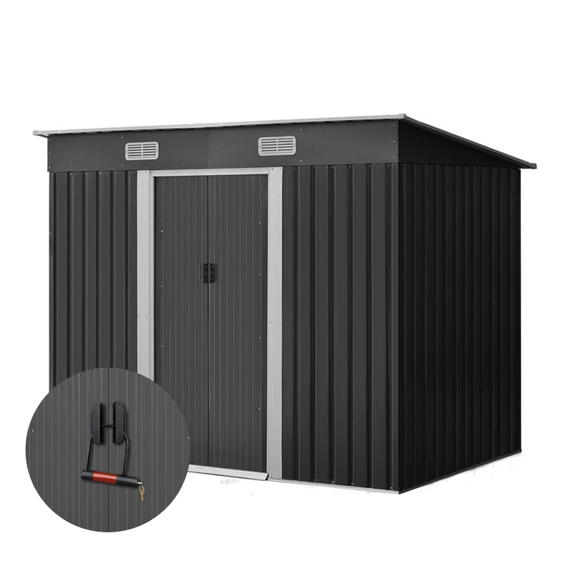 Garden Shed 2.38x1.31m – Metal Outdoor Storage with Sliding Door