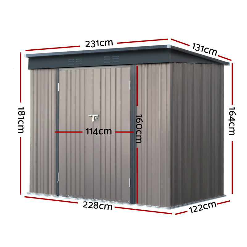 Garden Shed 2.31x1.31m – Metal Outdoor Storage with Double Doors