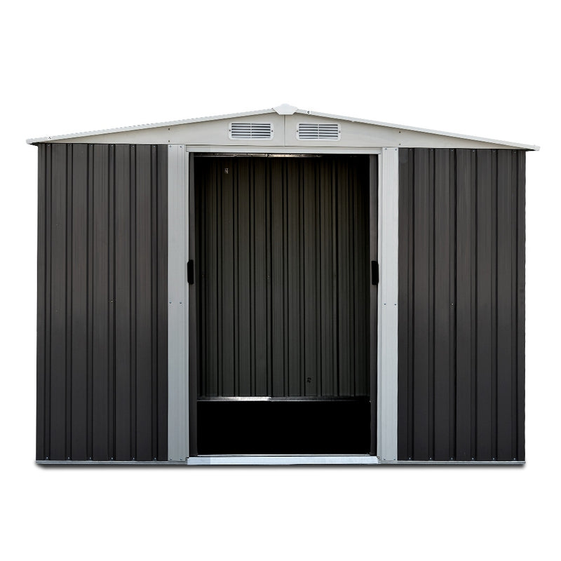 Garden Shed 2.58x2.07m – Metal Base Outdoor Storage with Double Doors