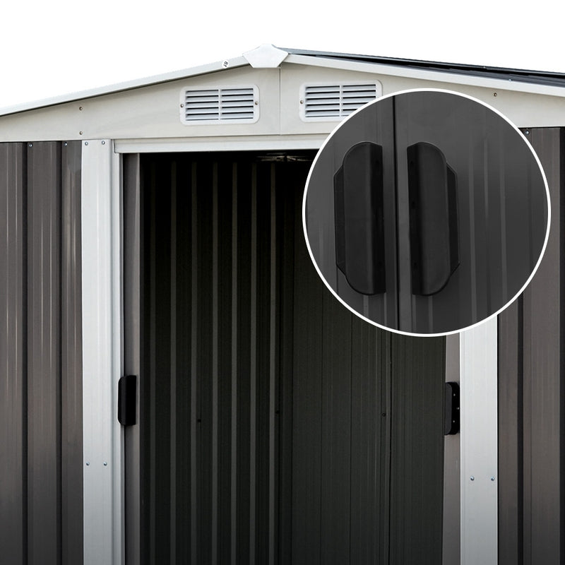 Garden Shed 2.58x2.07m – Metal Base Outdoor Storage with Double Doors