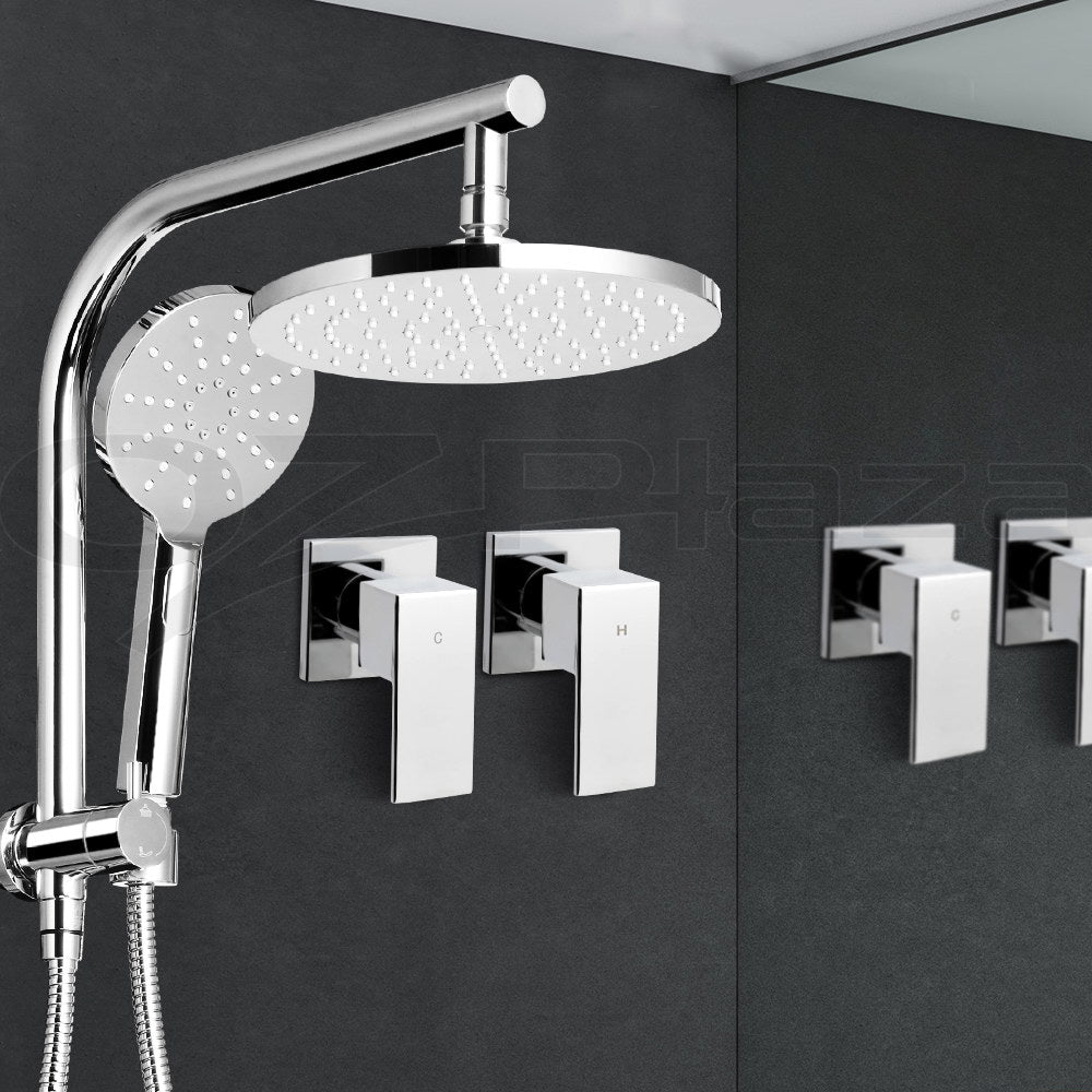 Cefito 9″ Twin Tap Rain Shower Head Set with Handheld – Chrome