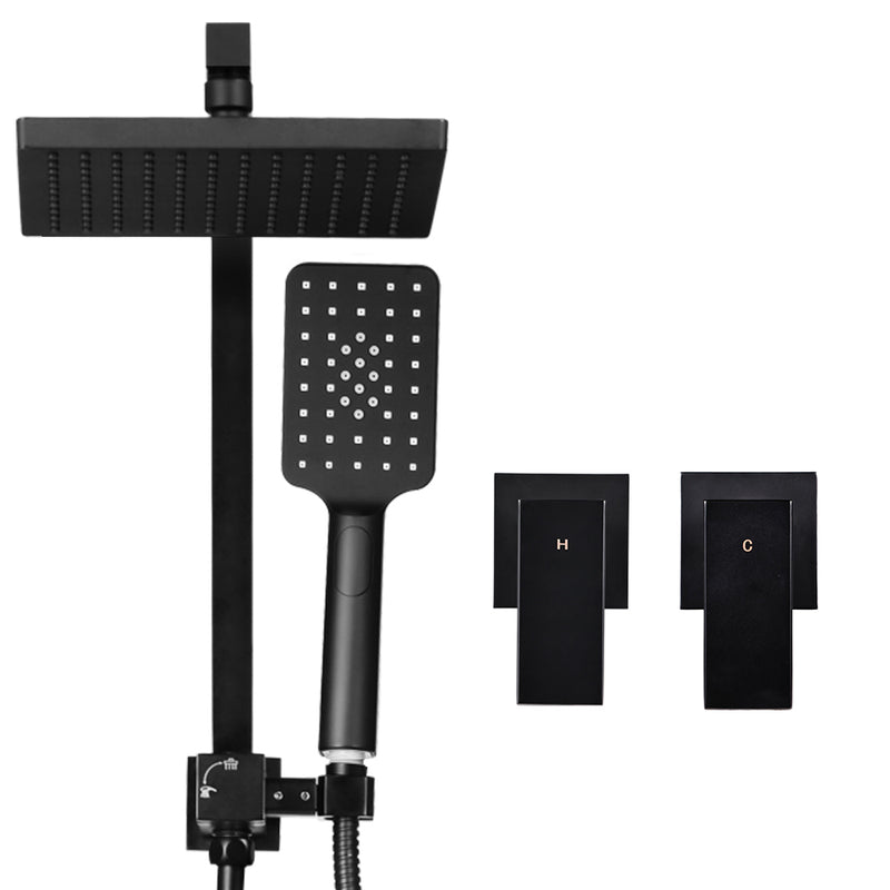 Cefito 8″ Square Rain Shower Head Set with Handheld – Twin Tap Black