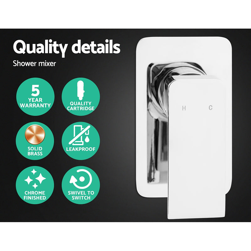 Cefito 8″ Square Rain Shower Head Set with Handheld & Mixer Tap – Chrome