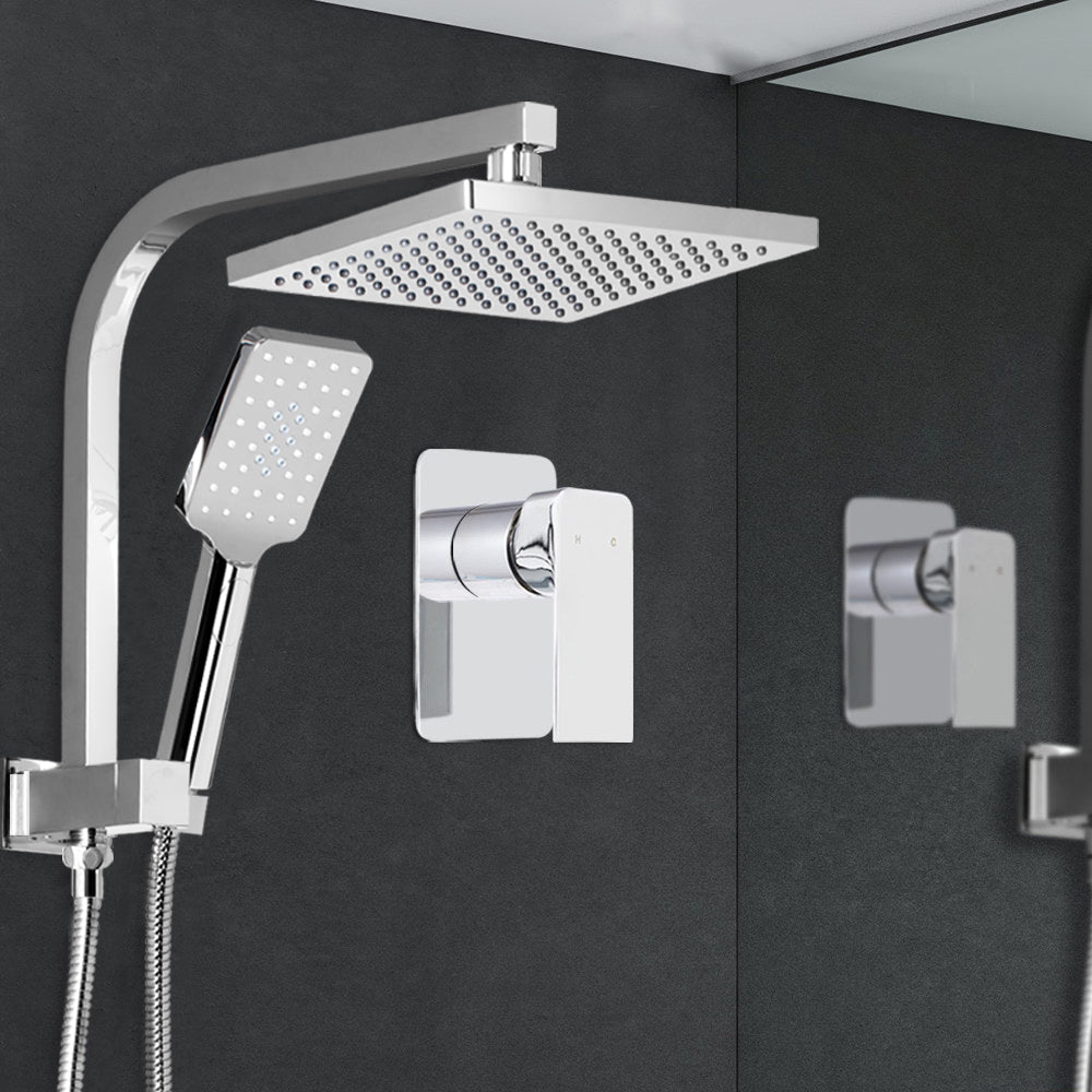 Cefito 8″ Square Rain Shower Head Set with Handheld & Mixer Tap – Chrome