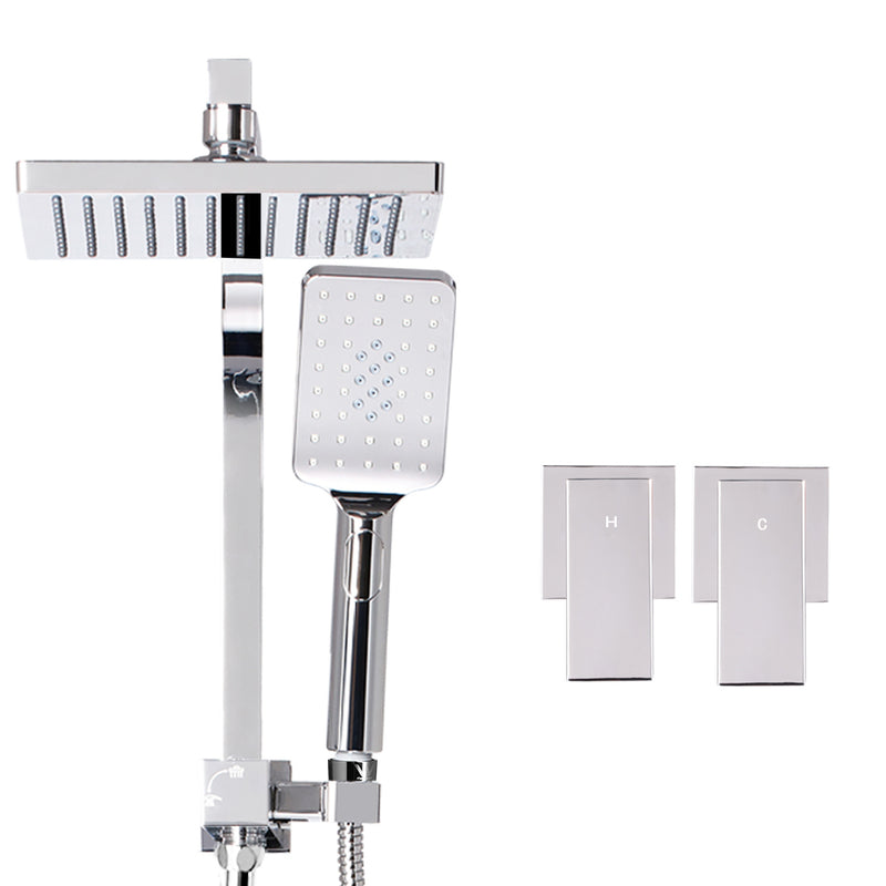 Cefito 8″ Square Rain Shower Head Set with Handheld – Twin Tap Chrome
